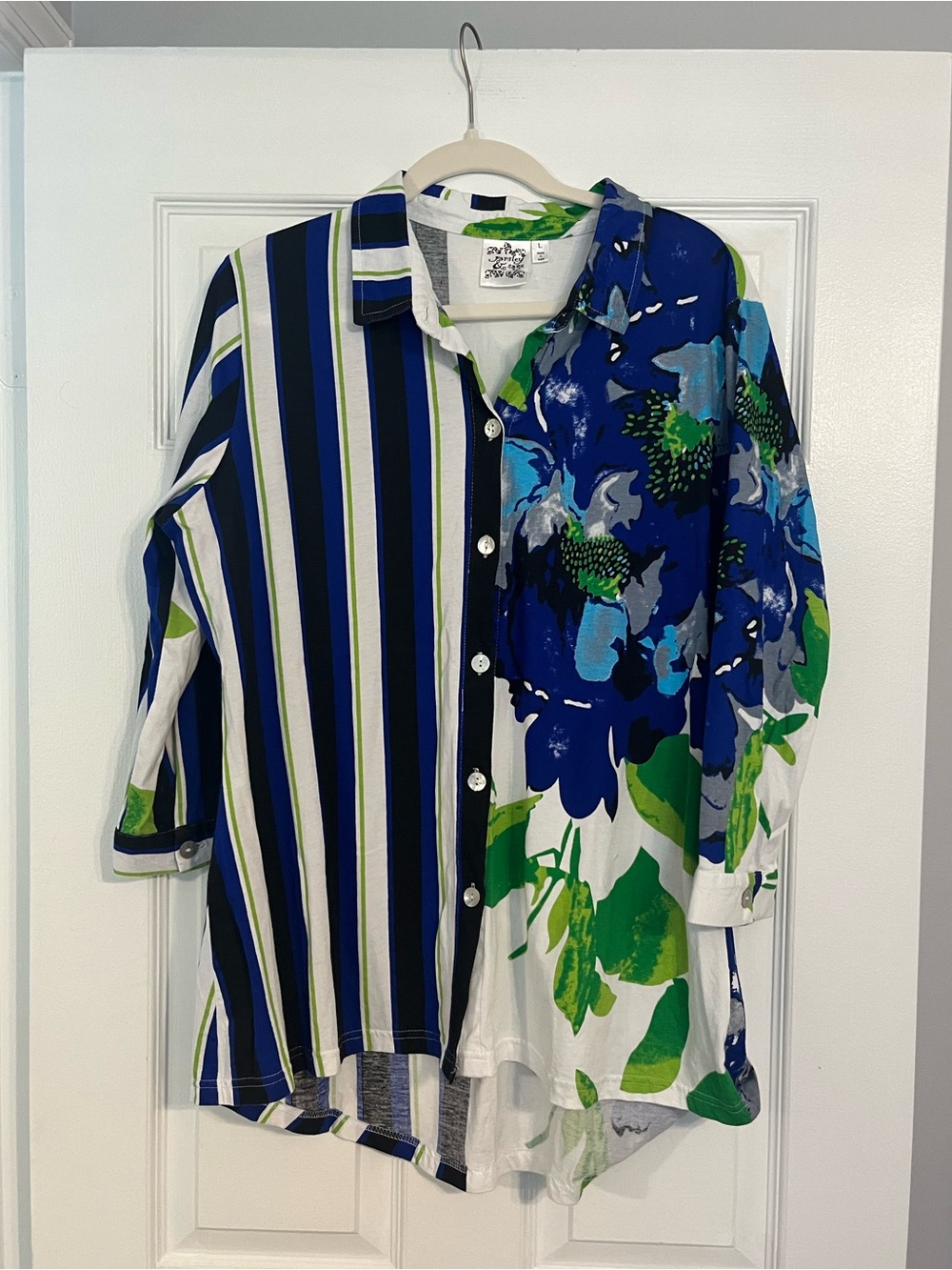 Parsley & Sage Blue, Green & White Printed Shirt